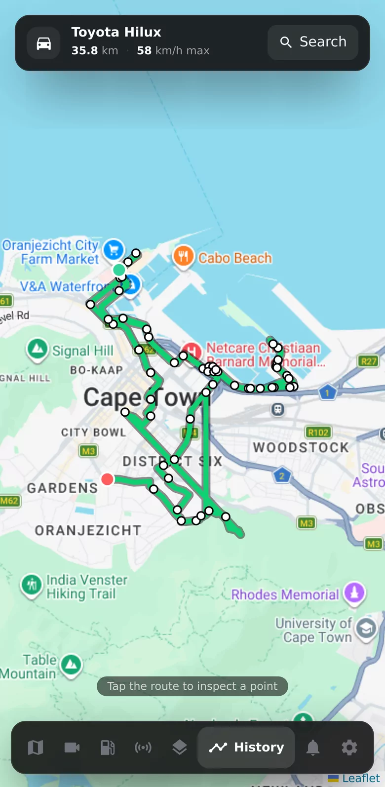 GPS Track — a vehicle's trip history