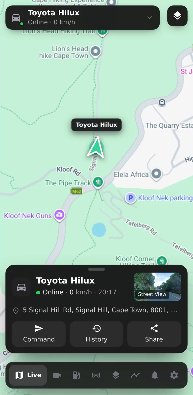 GPS Track — the fleet app's live map